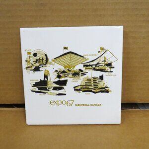 MCM Vintage Worlds Fair Expo 67 Montreal 6" X 6" Souvenir Ceramic Trivet Tile